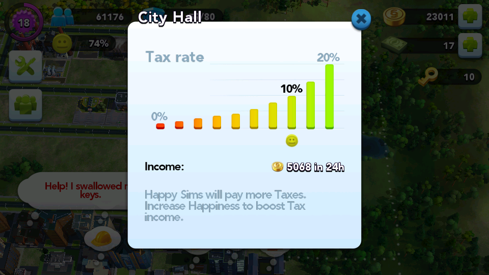 Taxes in Sim City BuildIt